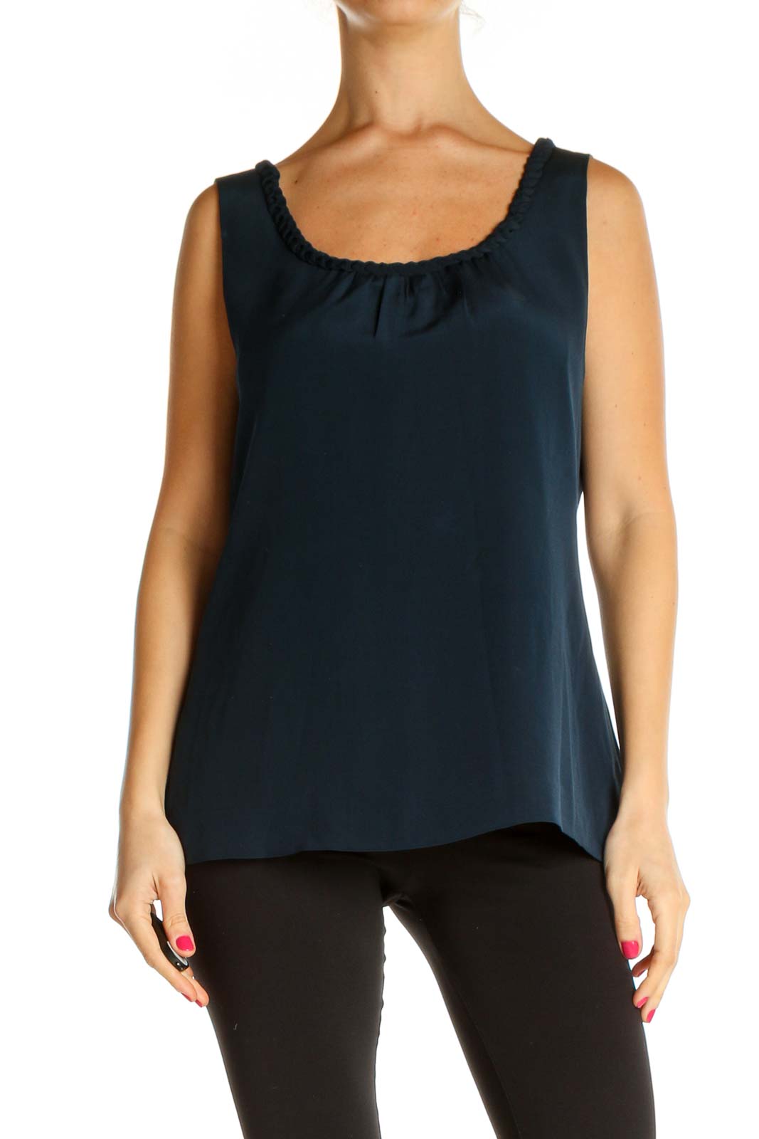 Blue Solid Chic Tank Top Front
