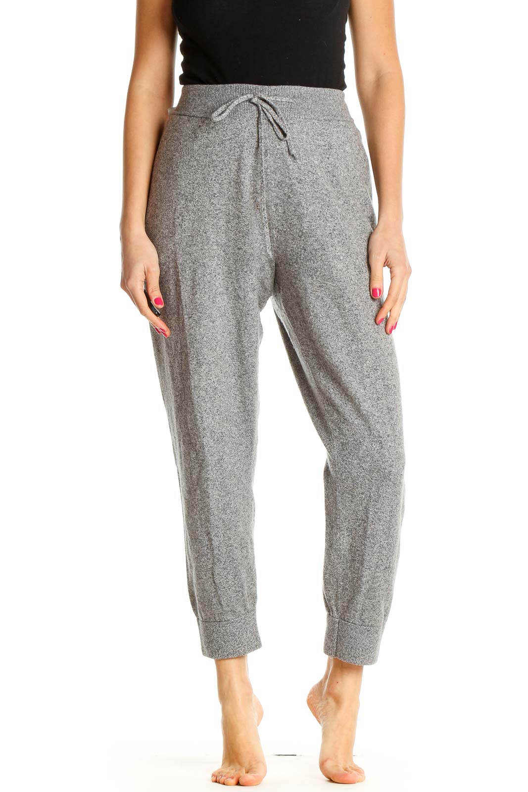 Gray Textured All Day Wear Sweatpants Front