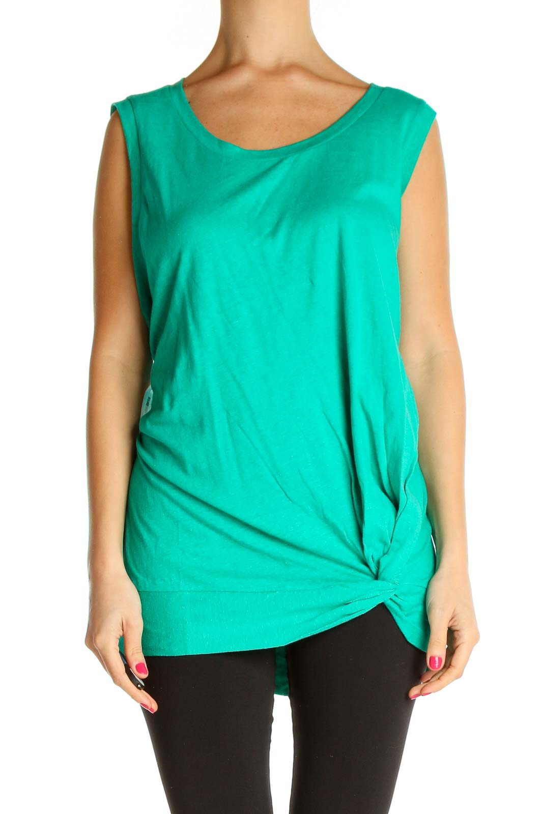 Green Solid All Day Wear T-Shirt Front