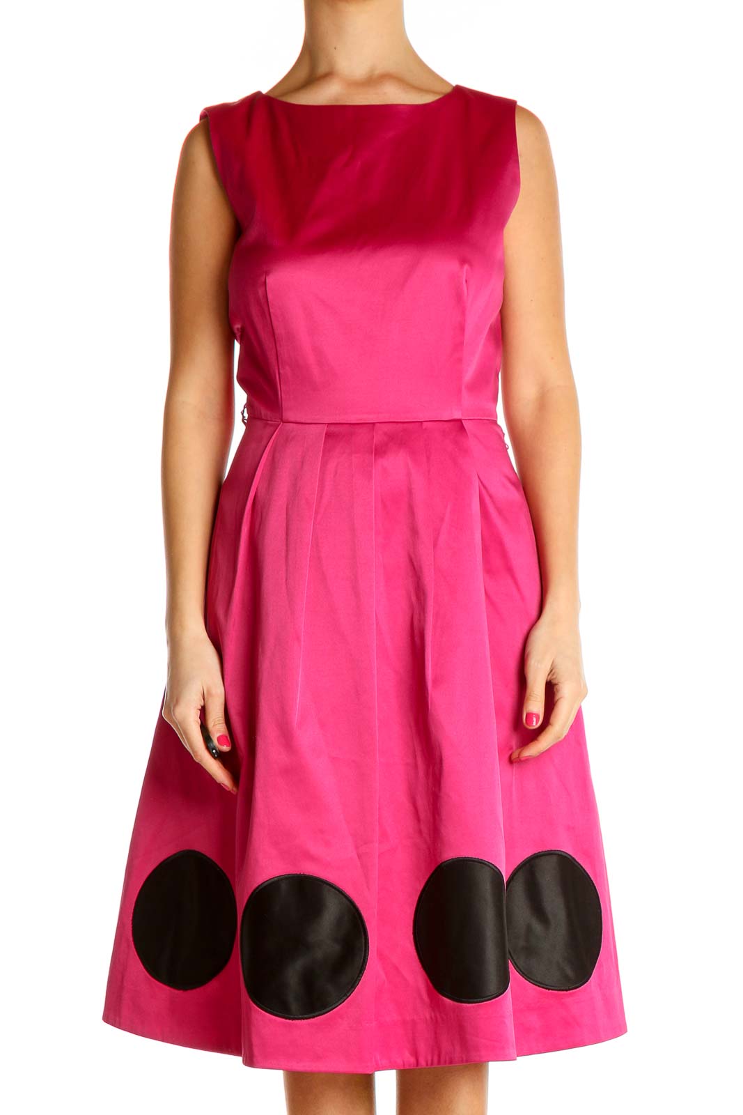 Pink Solid Day Fit & Flare Dress Front