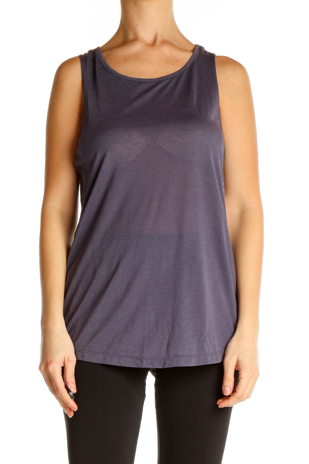 Gray Solid All Day Wear Tank Top Front