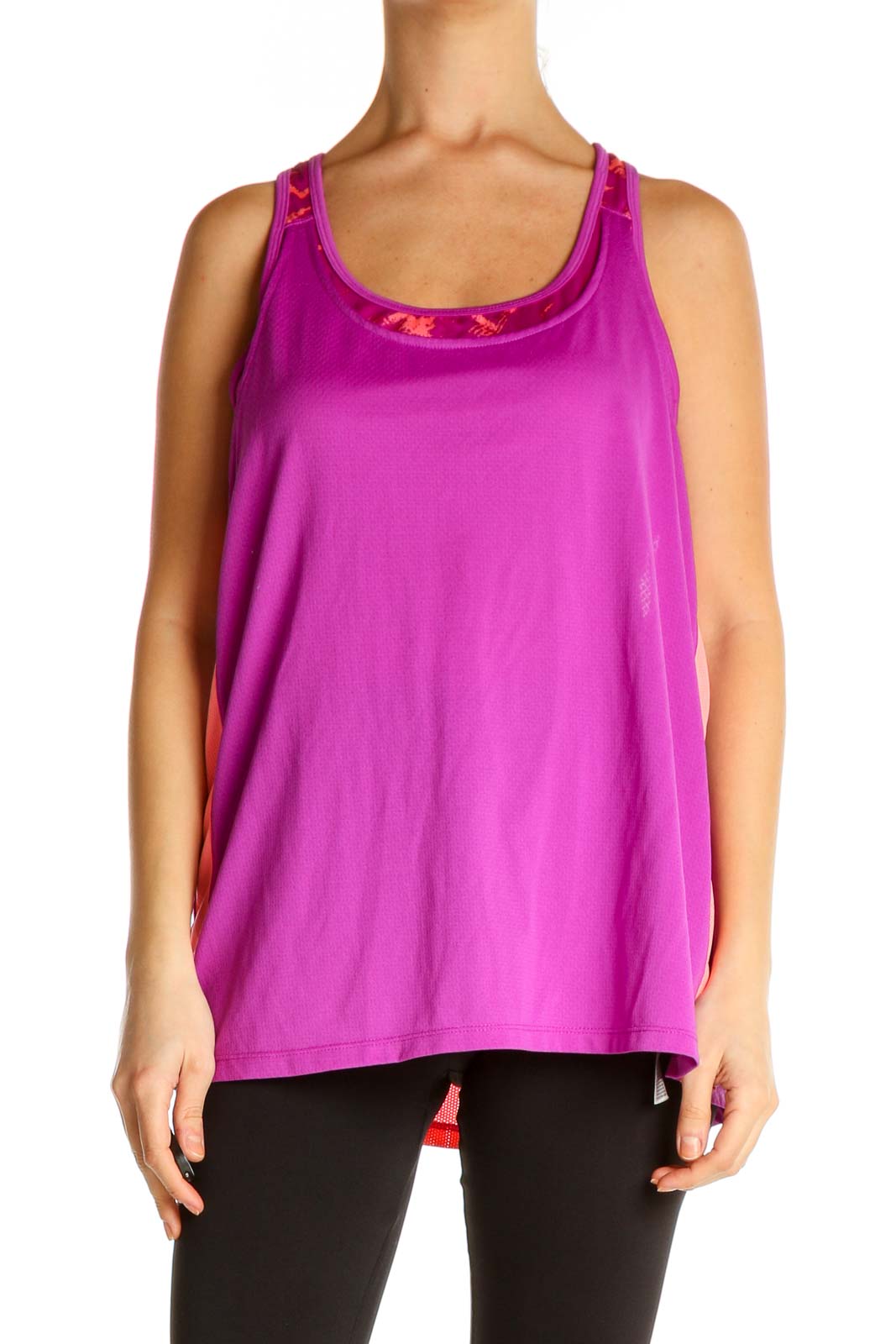 Pink Solid All Day Wear Tank Top Front
