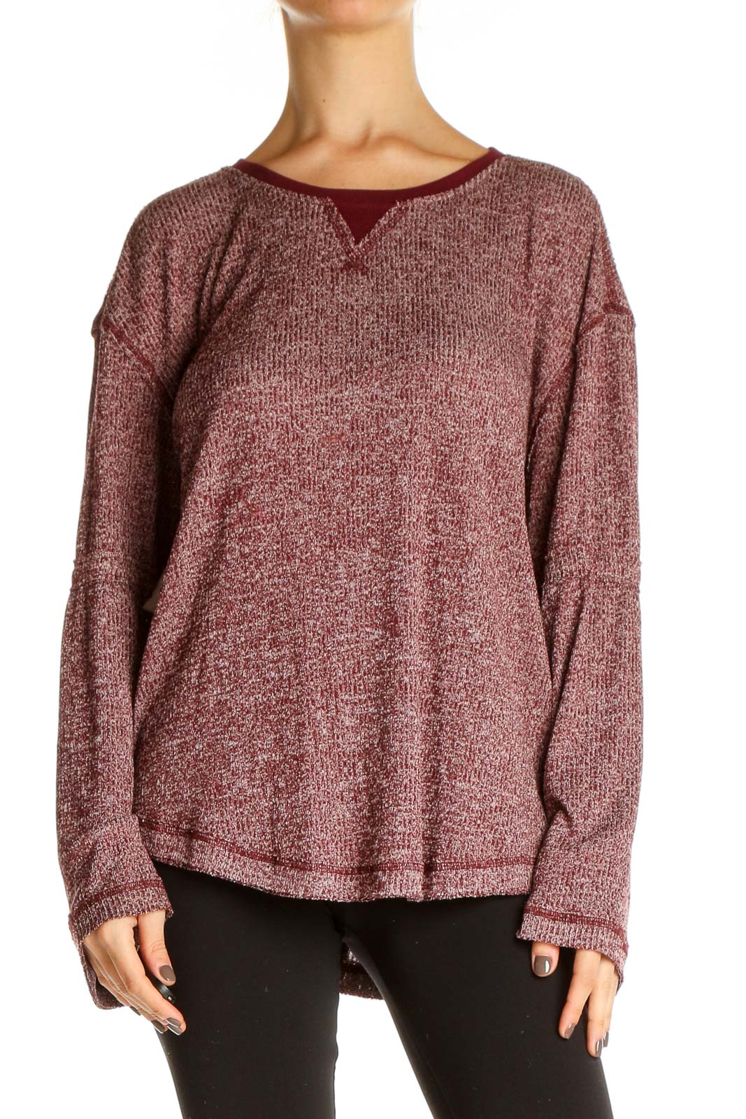 Red Textured All Day Wear Sweater Front