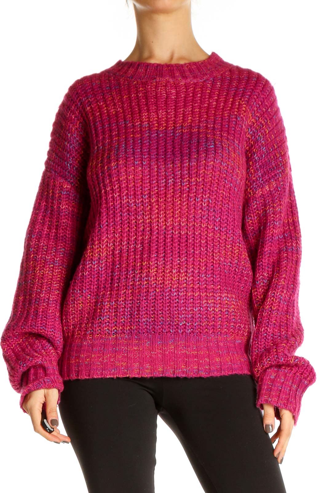 Pink Textured All Day Wear Sweater Front