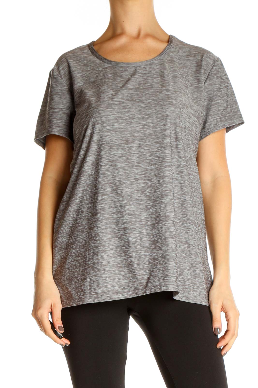 Gray Textured Casual T-Shirt Front