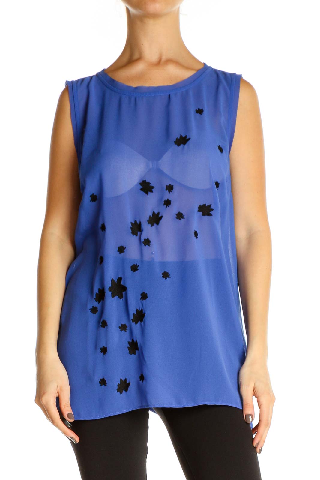 Blue Solid All Day Wear Blouse Front