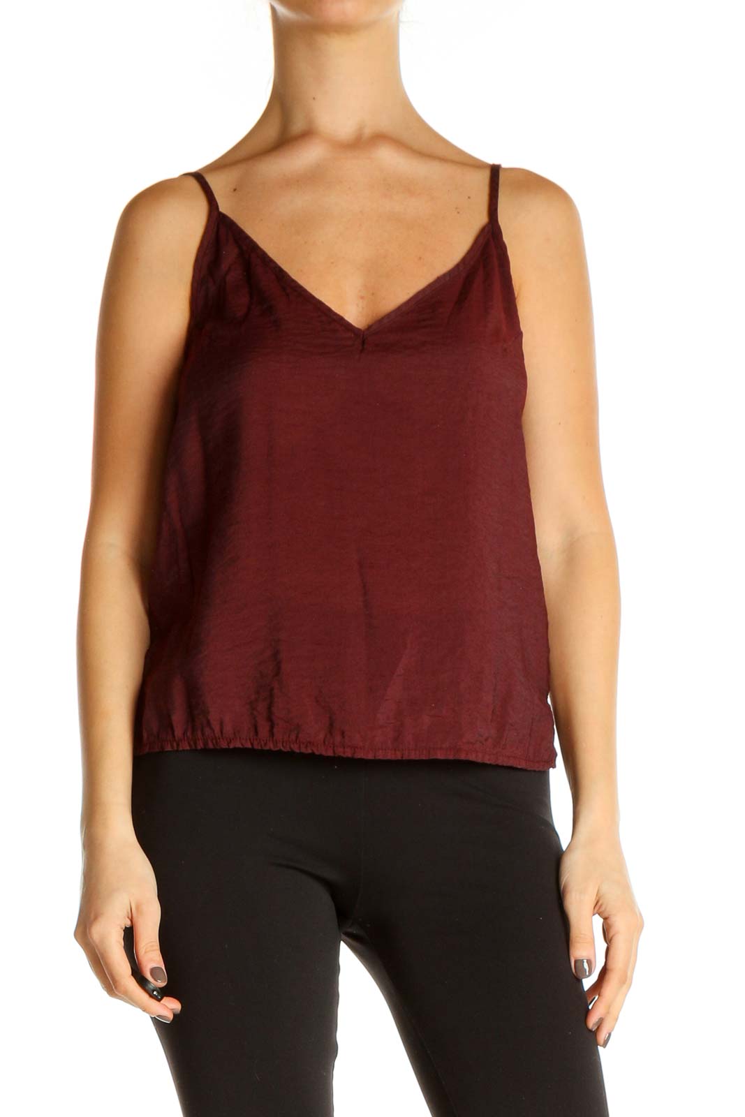 Red Solid Chic Top Front