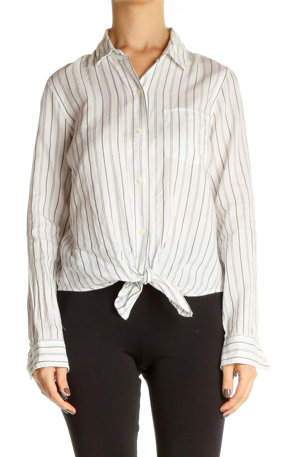White Striped All Day Wear Shirt Front