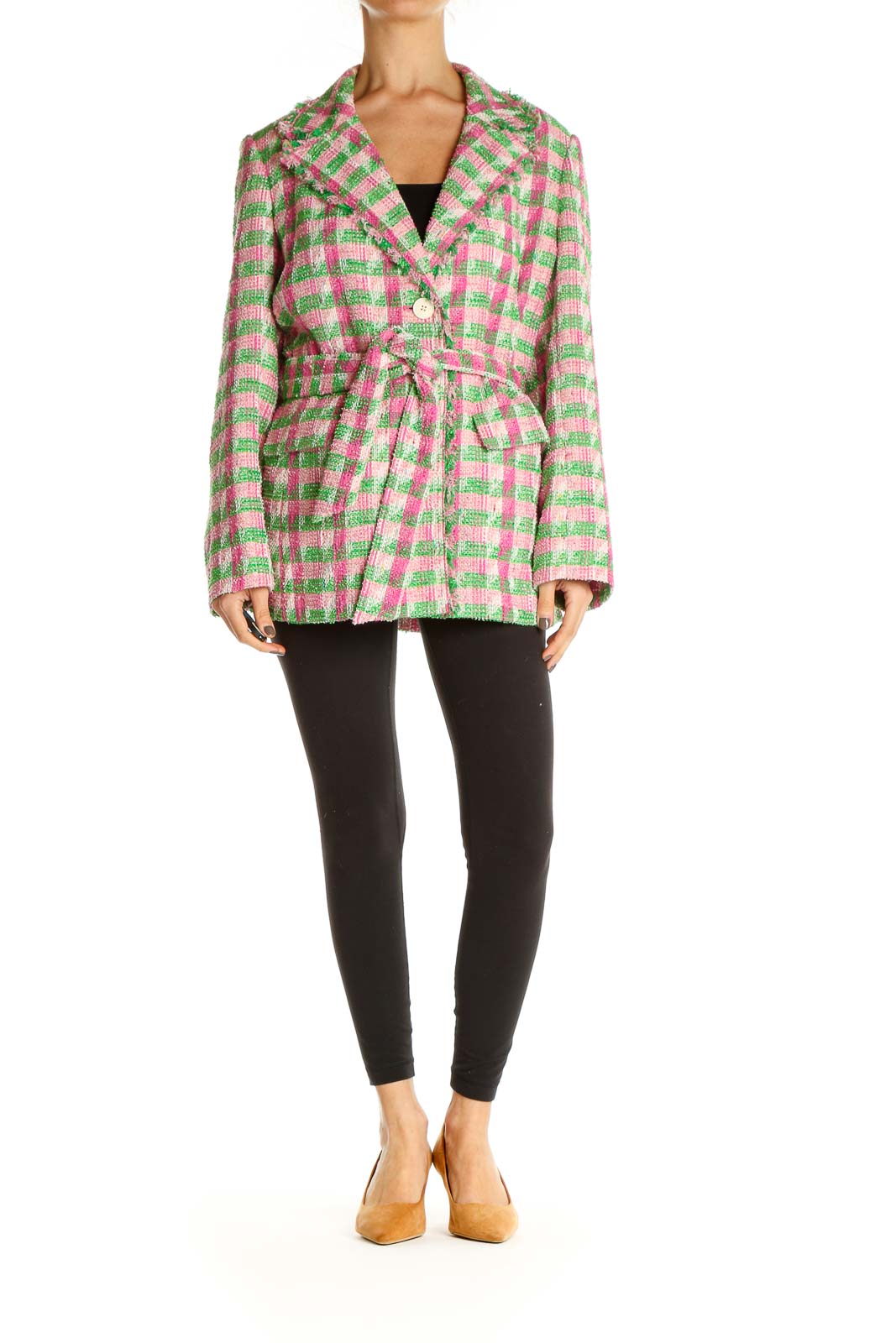 kate spade pink and green coat