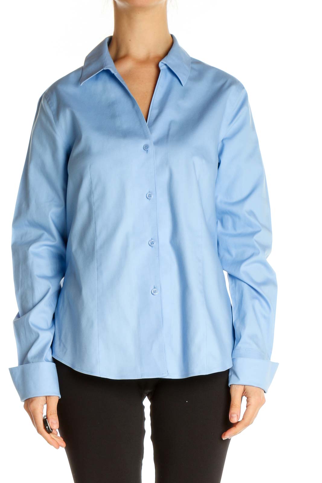 Blue Solid Formal Shirt Front