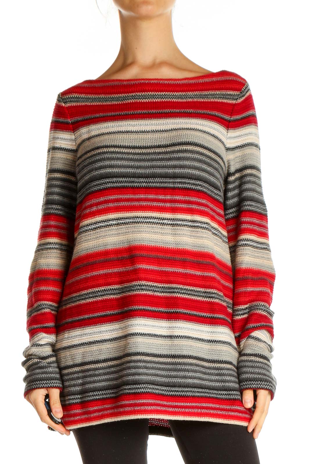 Red Striped All Day Wear Sweater Front