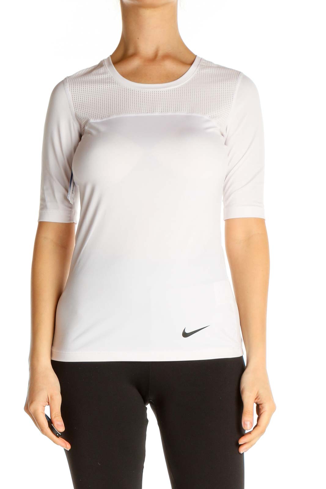 White Solid Activewear T-Shirt Front