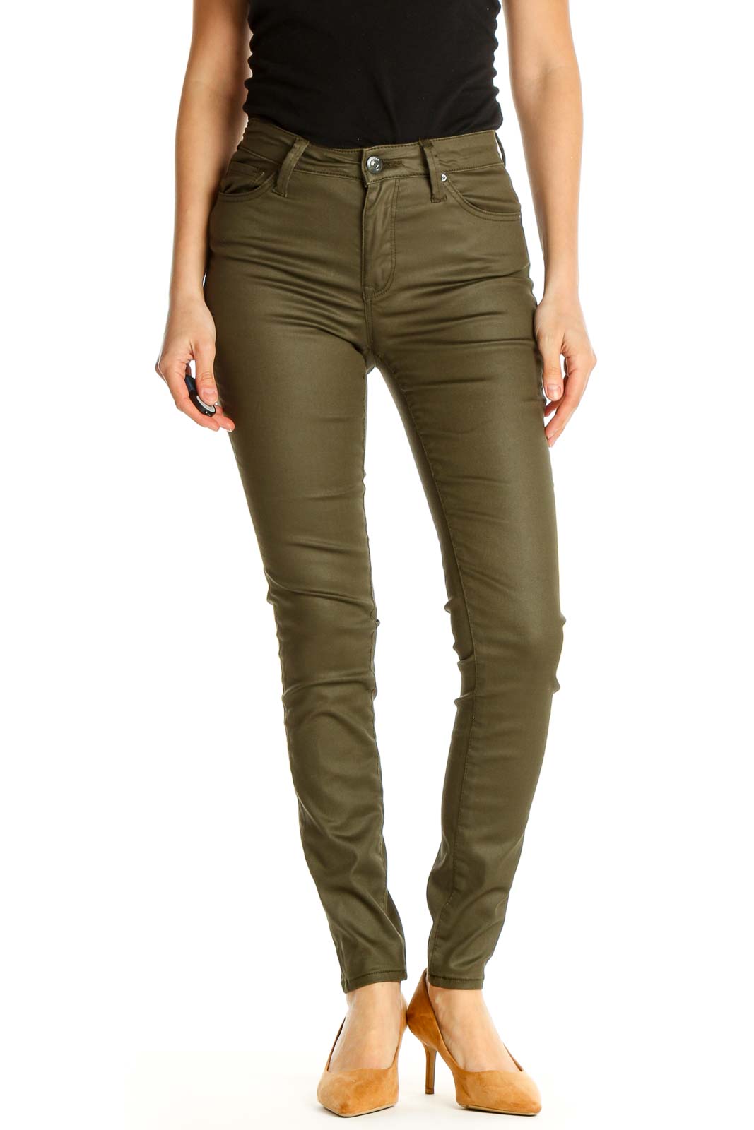 Green Skinny Jeans Front