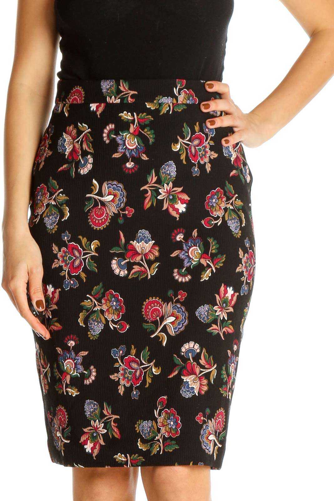 black floral pencil skirt