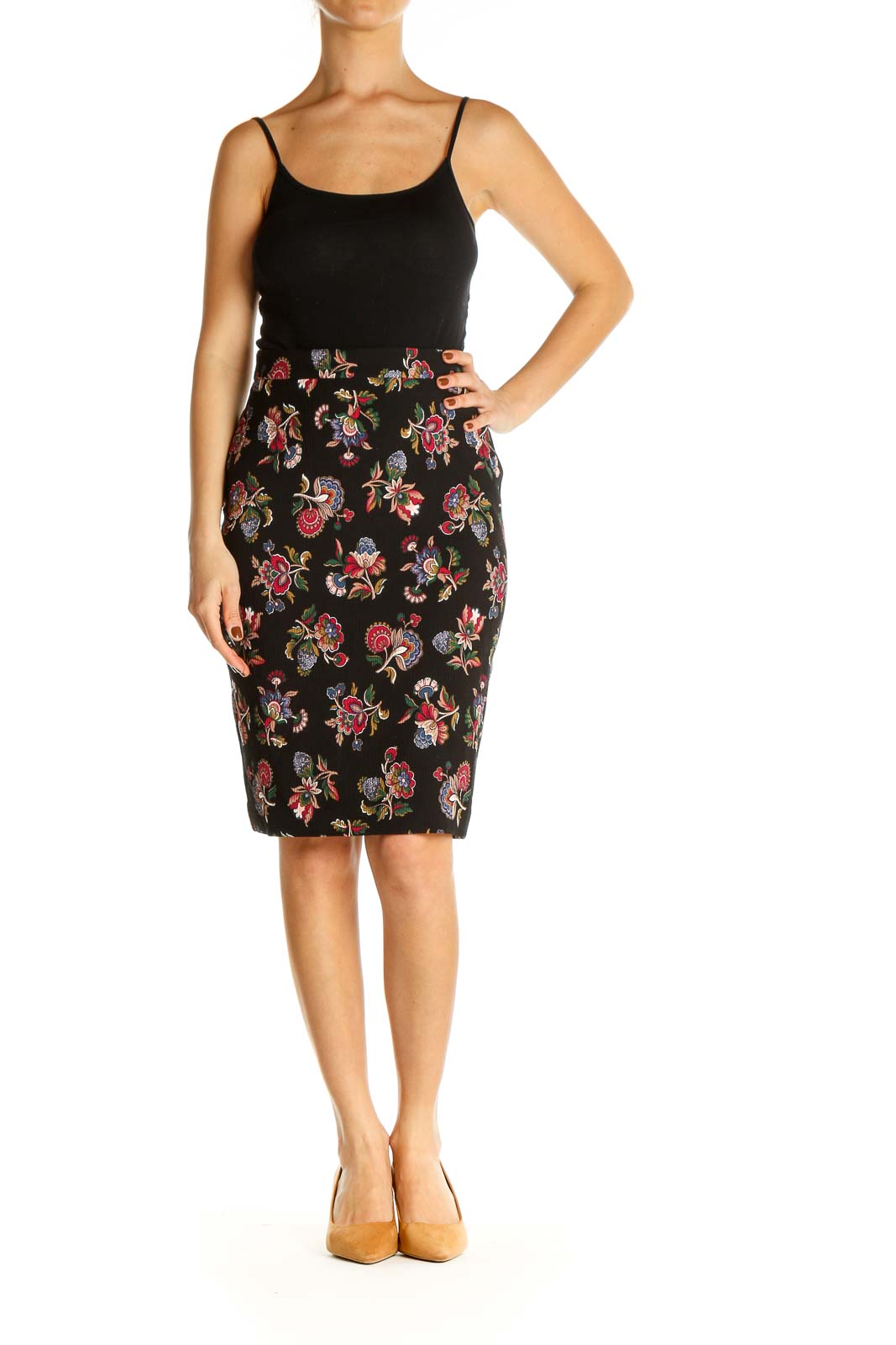 retro floral pencil skirt