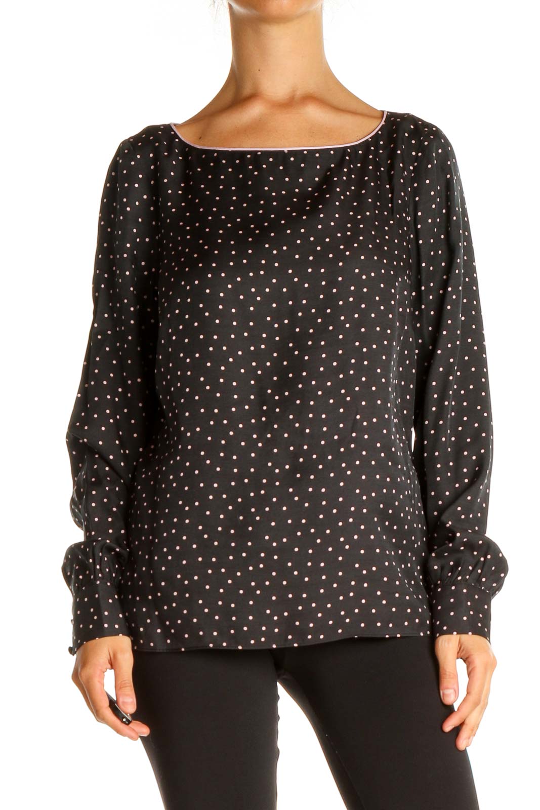 Black Polka Dot All Day Wear Blouse Front