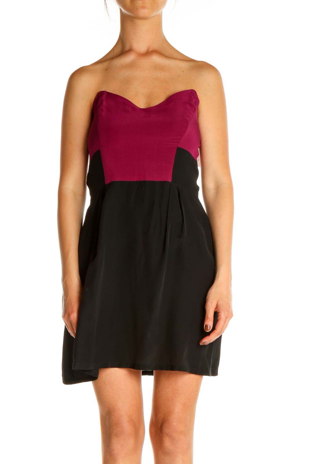 Black Colorblock Day Fit & Flare Dress Front