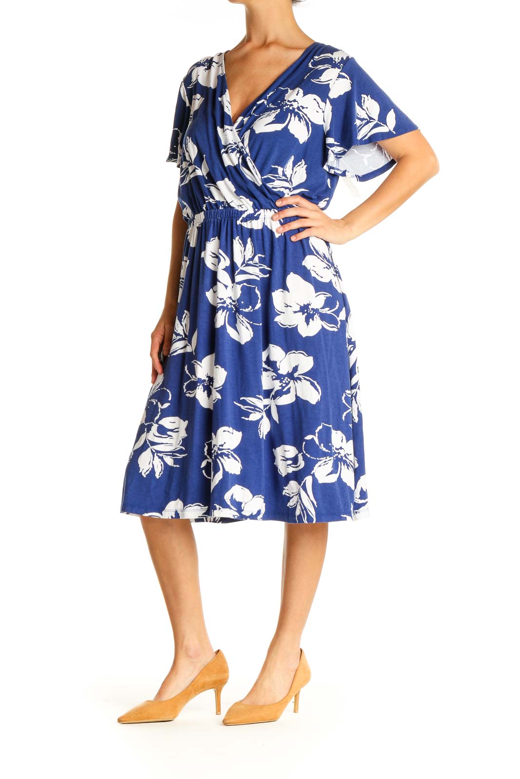 Lands end wrap front hotsell fit and flare dress