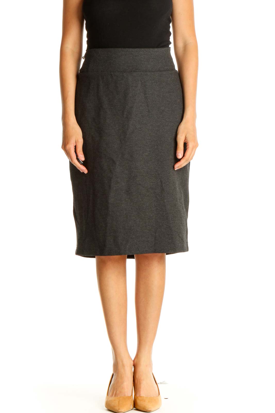 Gray Classic Pencil Skirt Front