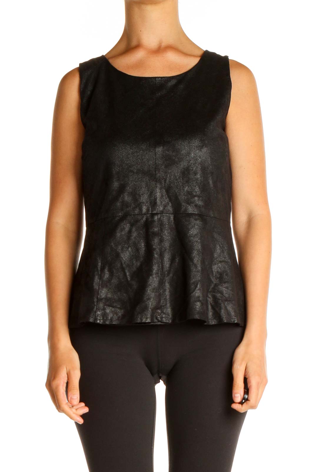 Black Solid Classic Tank Top Front