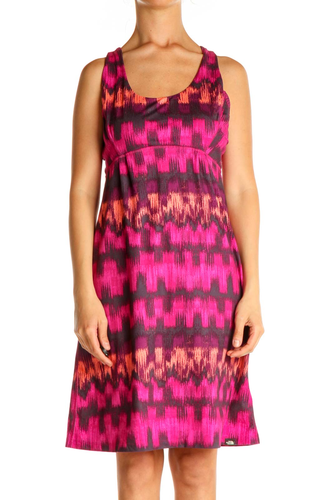 Pink Printed Day Sheath Dress Front