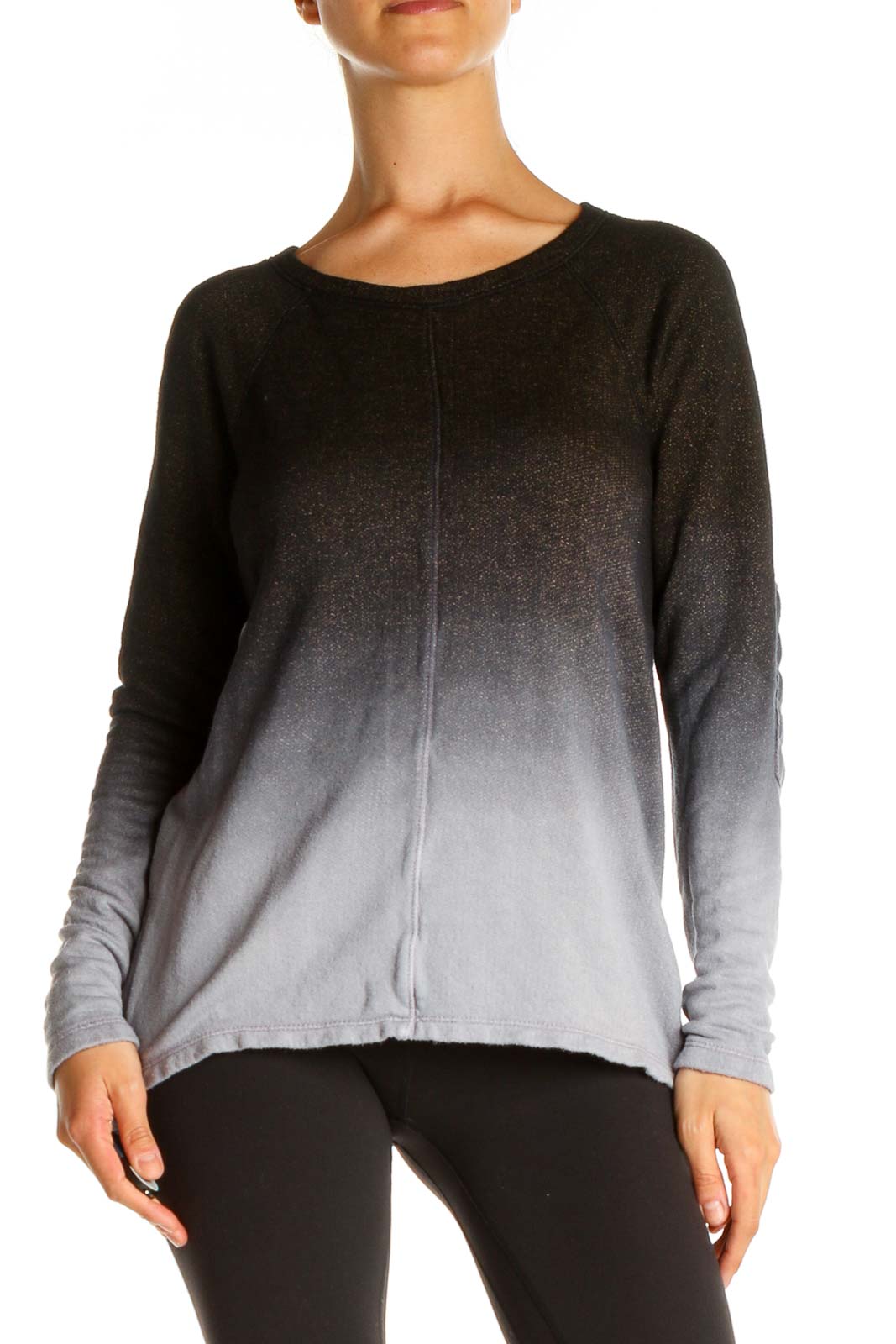 Gray Solid Classic Sweater Front