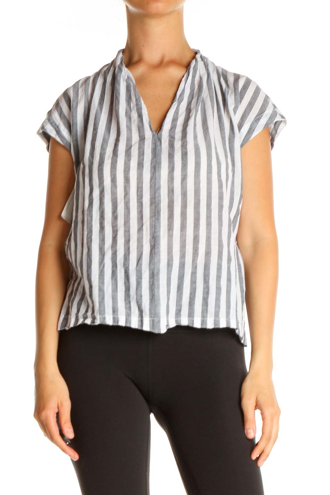 White Striped All Day Wear Blouse Front