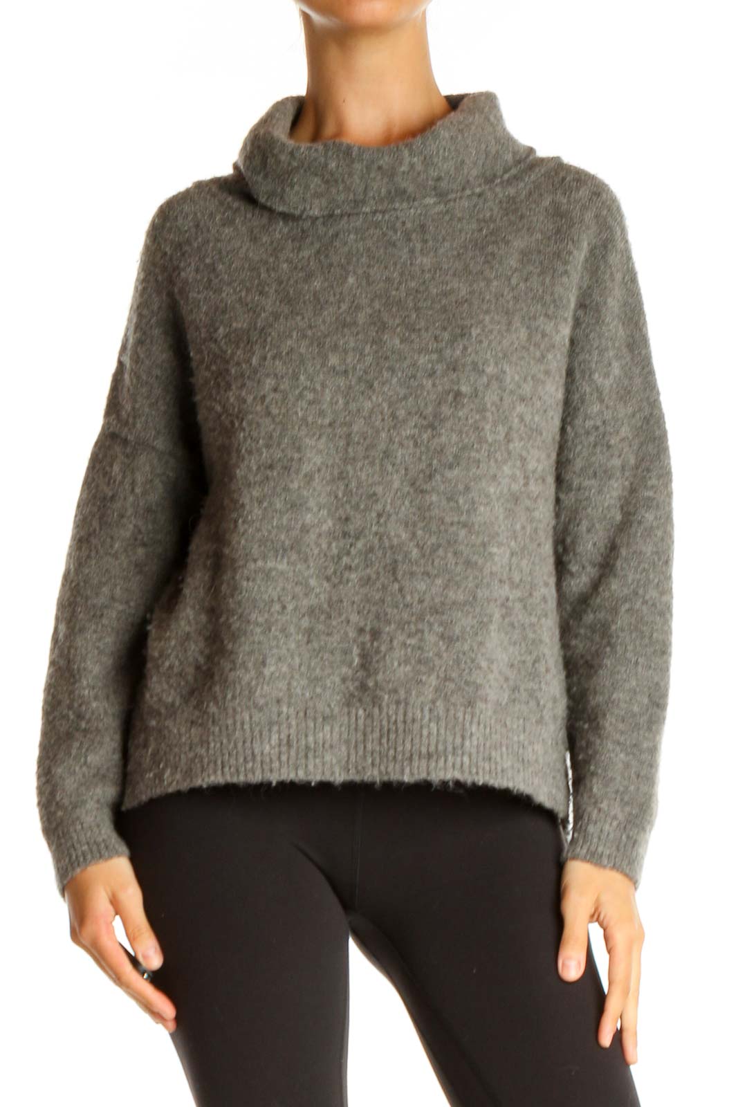 Gray Textured Classic Sweater Front
