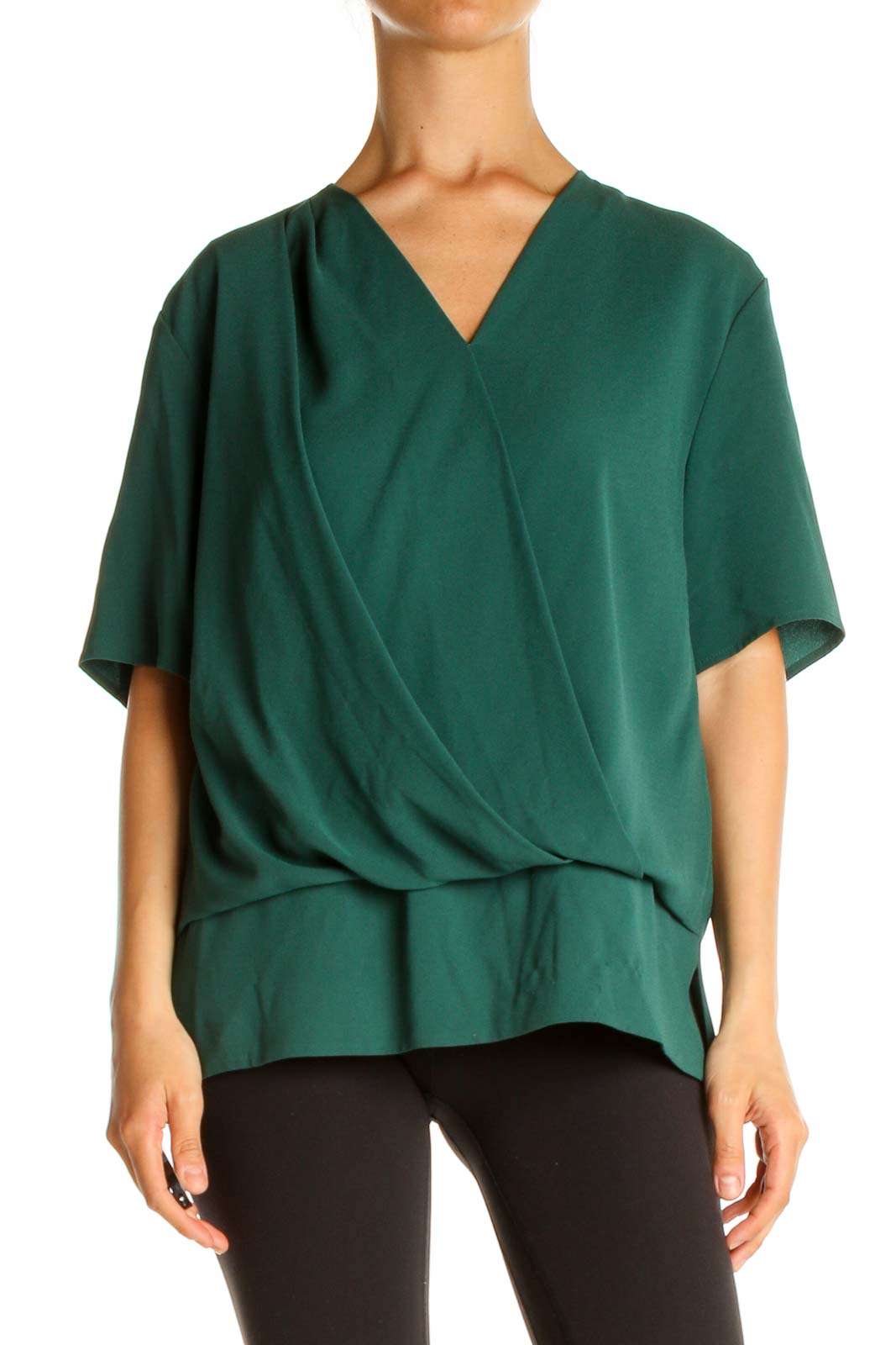 Green Solid All Day Wear Blouse Front