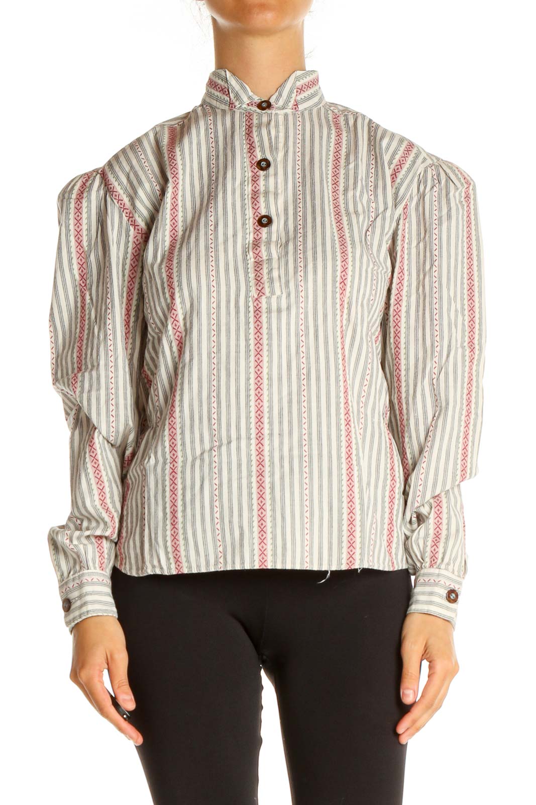 Beige Striped All Day Wear Shirt Front