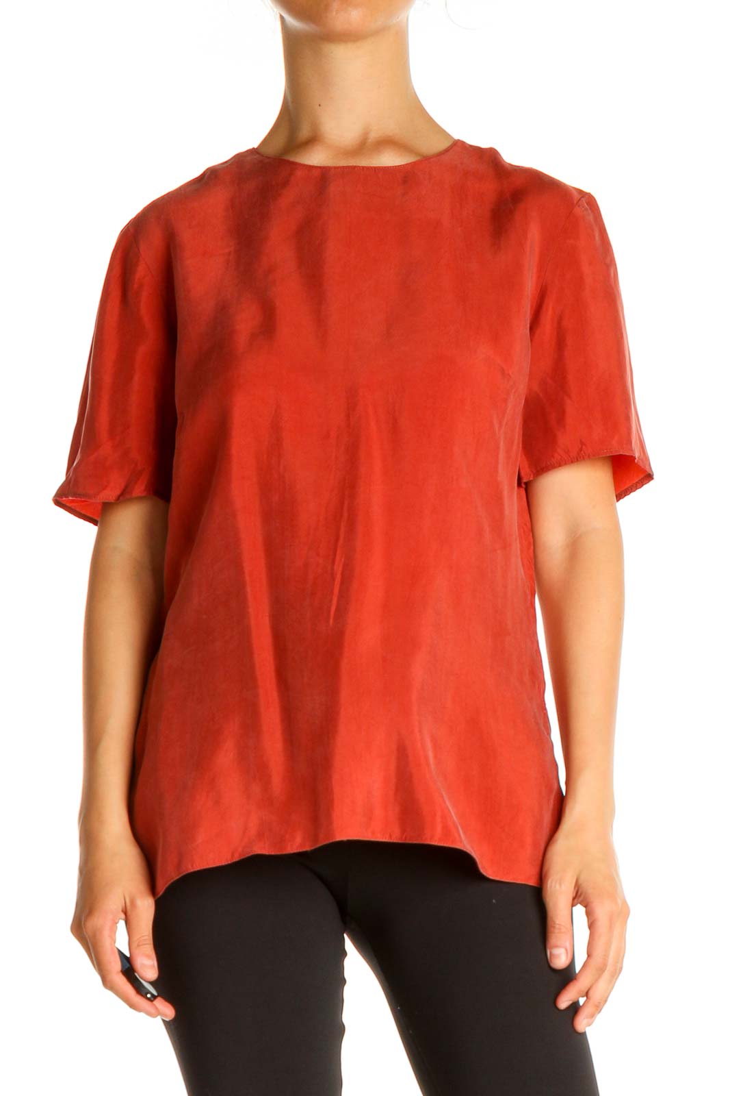 Orange Solid All Day Wear T-Shirt Front