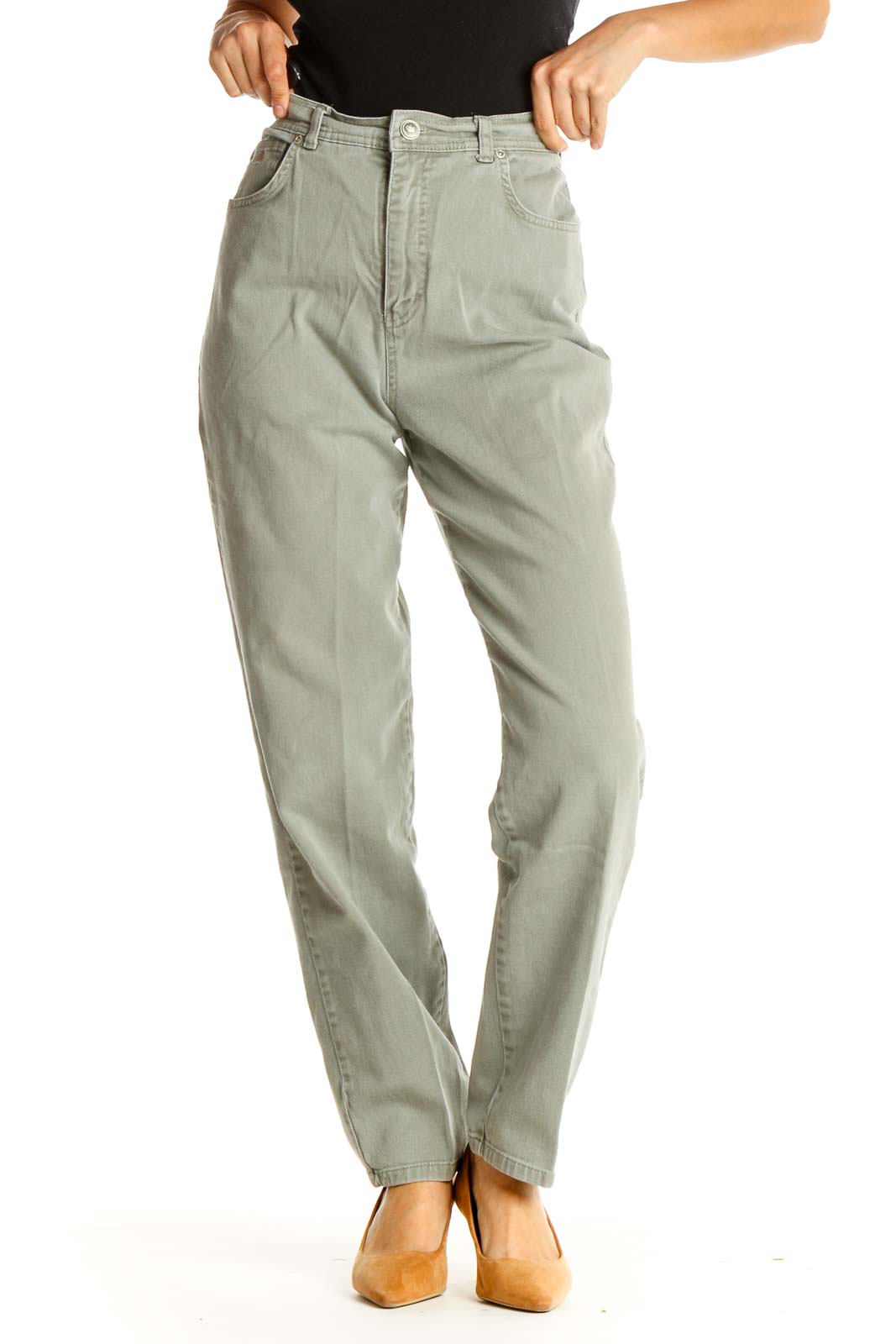 Gray Casual Cargos Pants Front