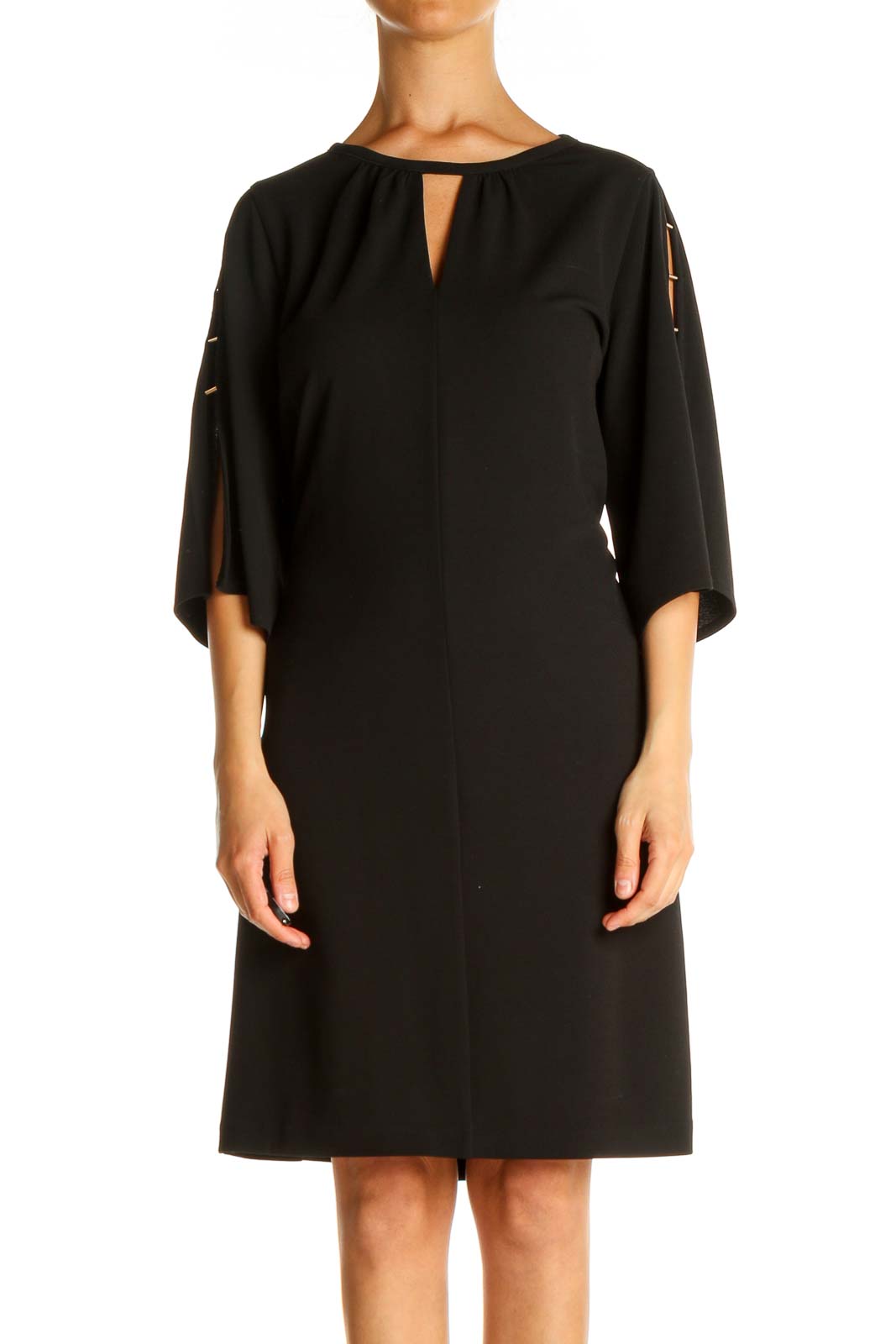 MICHAEL Michael Kors - Hardware Sleeves Black Classic Shift Dress Unknown |  SilkRoll