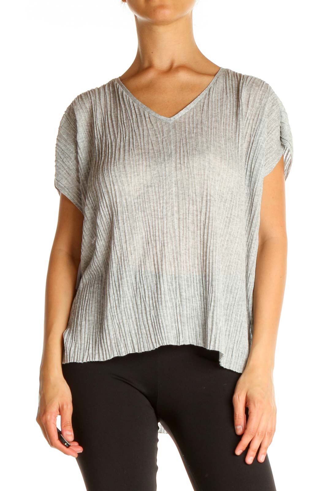 Gray Textured All Day Wear Top Front