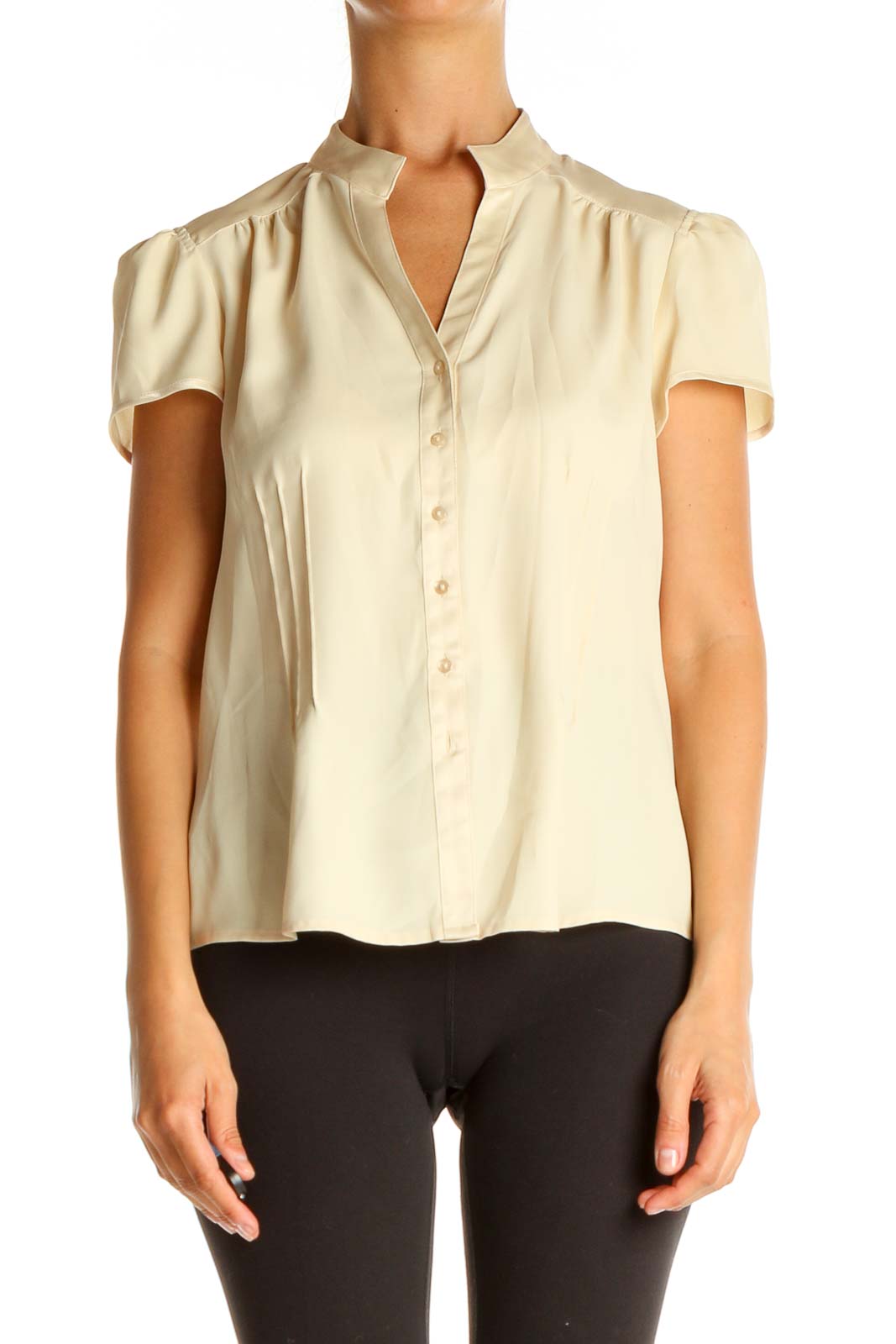 Beige Solid All Day Wear Shirt Front