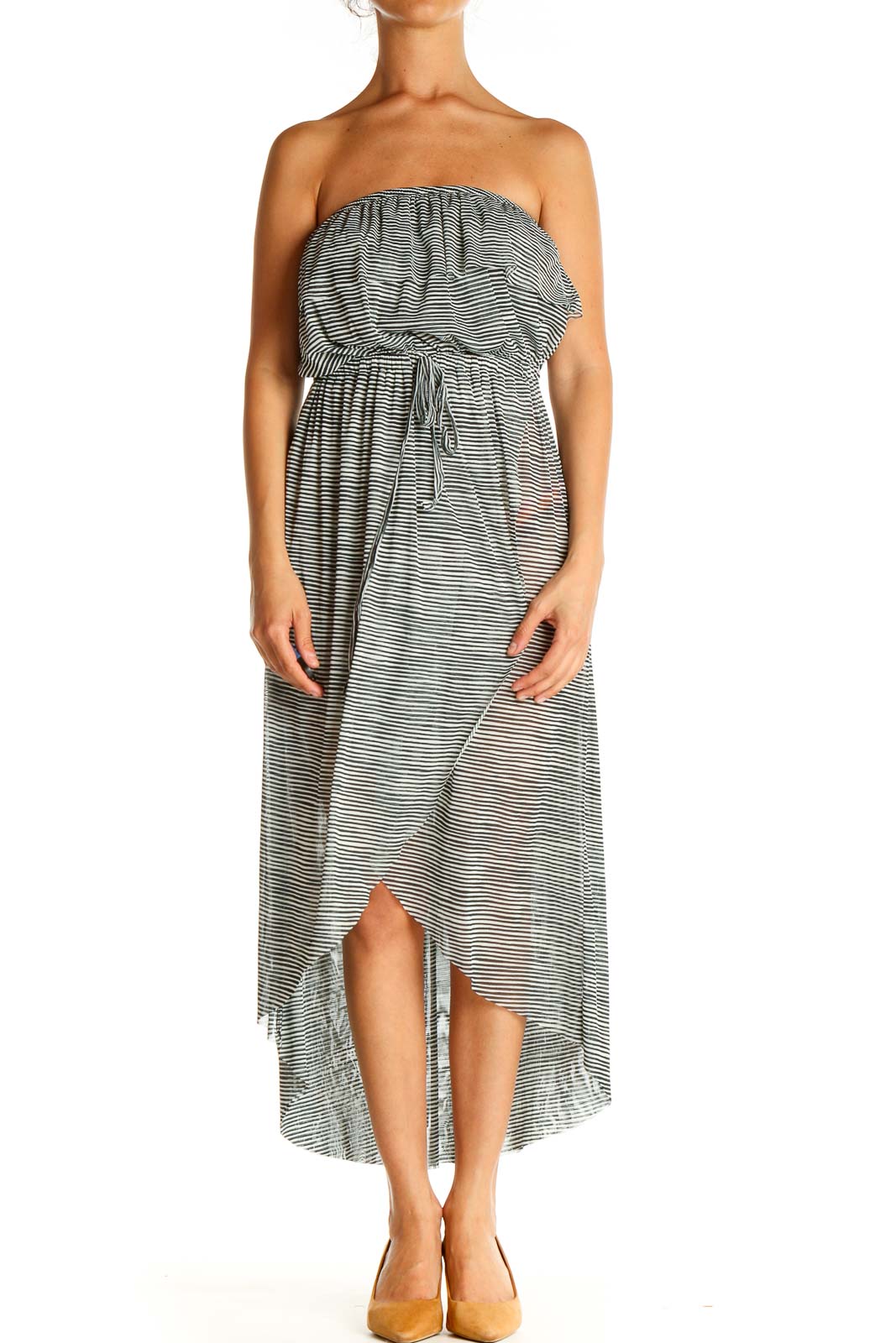 Gray Strapless Fit & Flare Dress Front