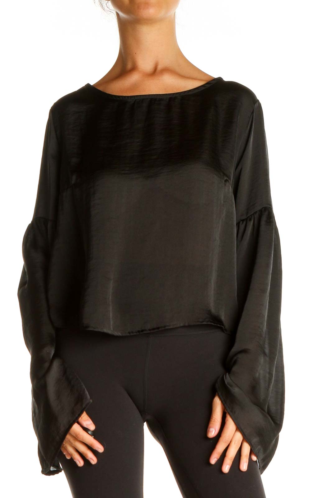 Black Solid All Day Wear Blouse Front