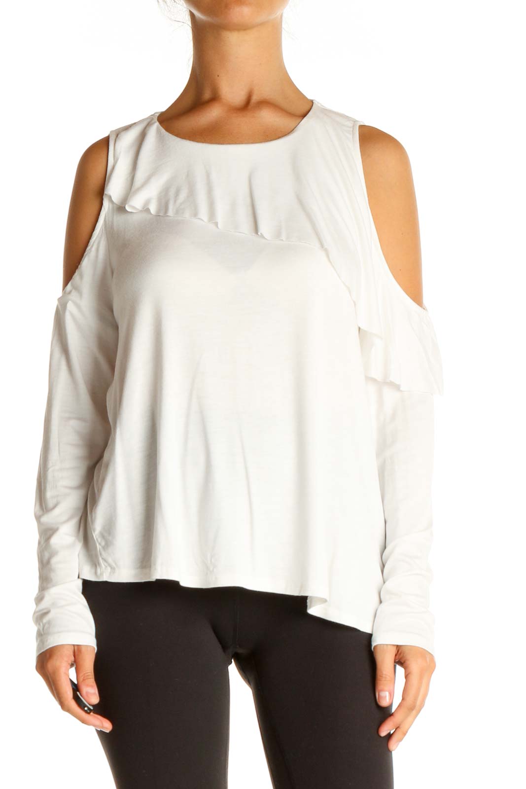 White Solid Chic Blouse Front