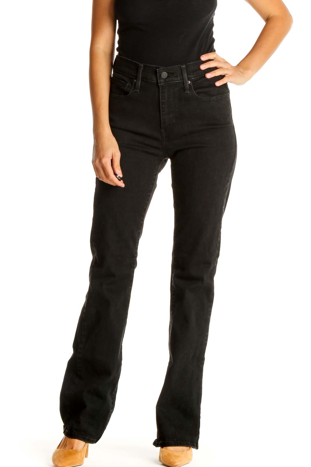 Black Bootcut Jeans Front