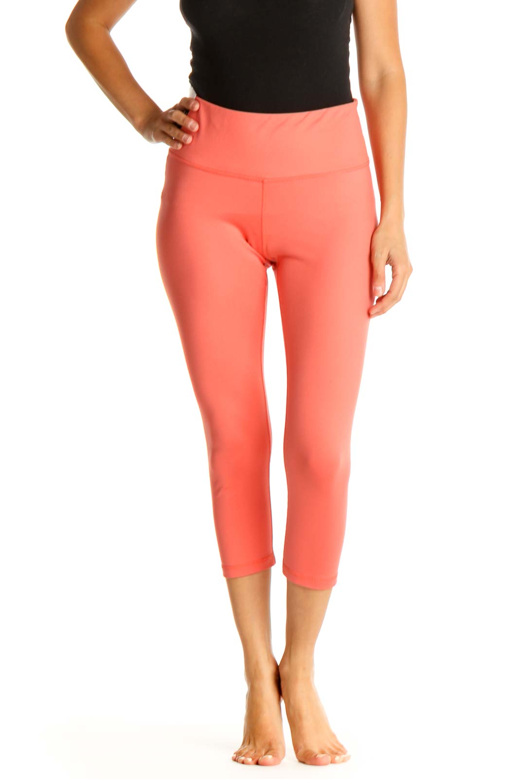Pink Solid All Day Wear Leggings Front