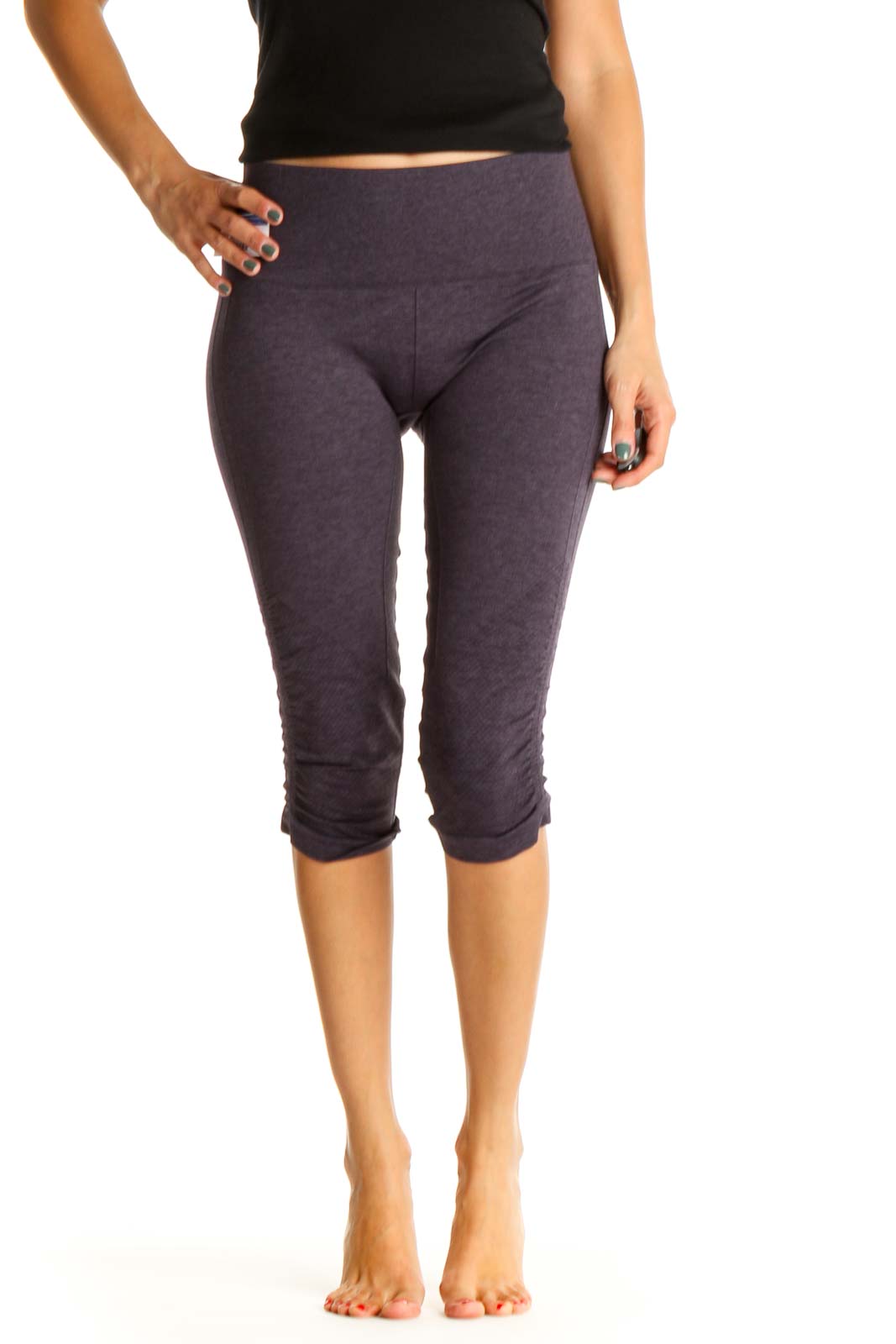 Purple Textured Activewear Leggings Front