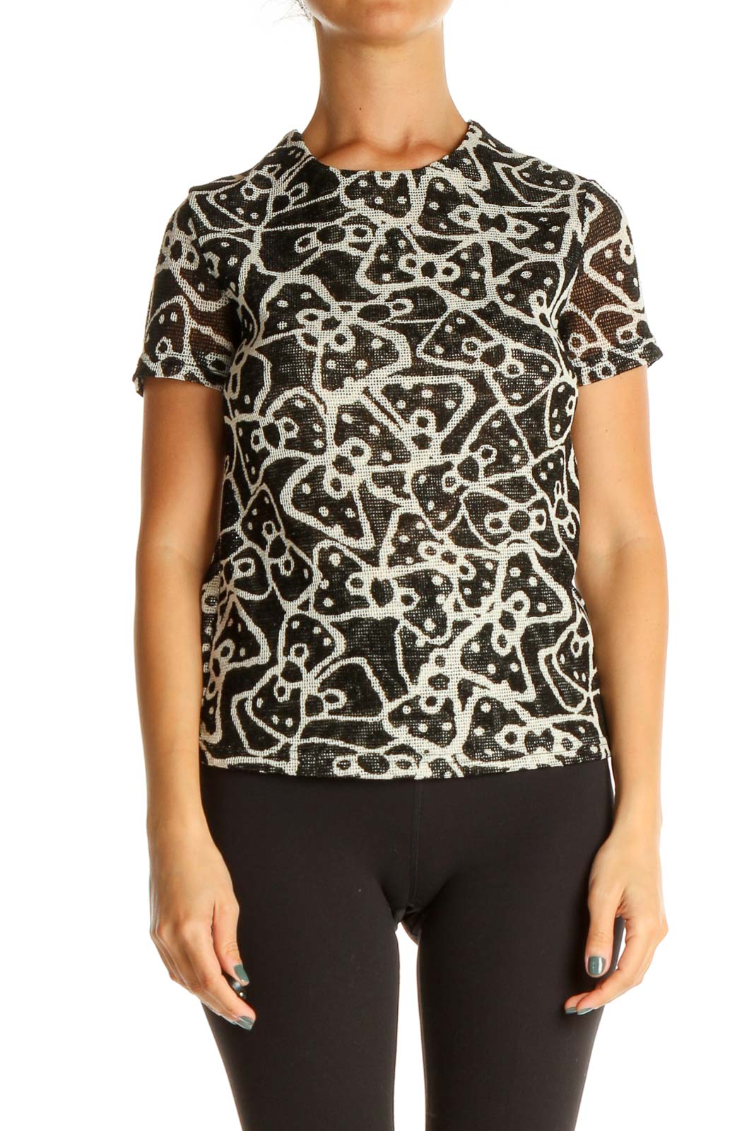 Black Graphic Print All Day Wear T-Shirt Front