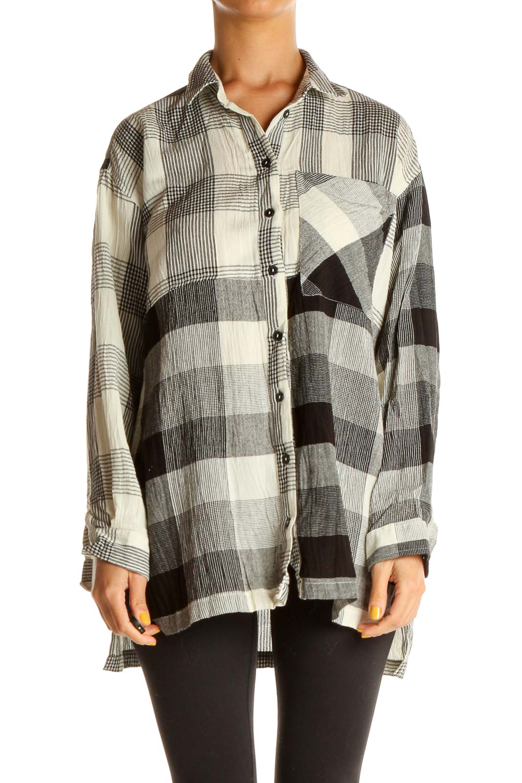 Beige Checkered All Day Wear Shirt Front