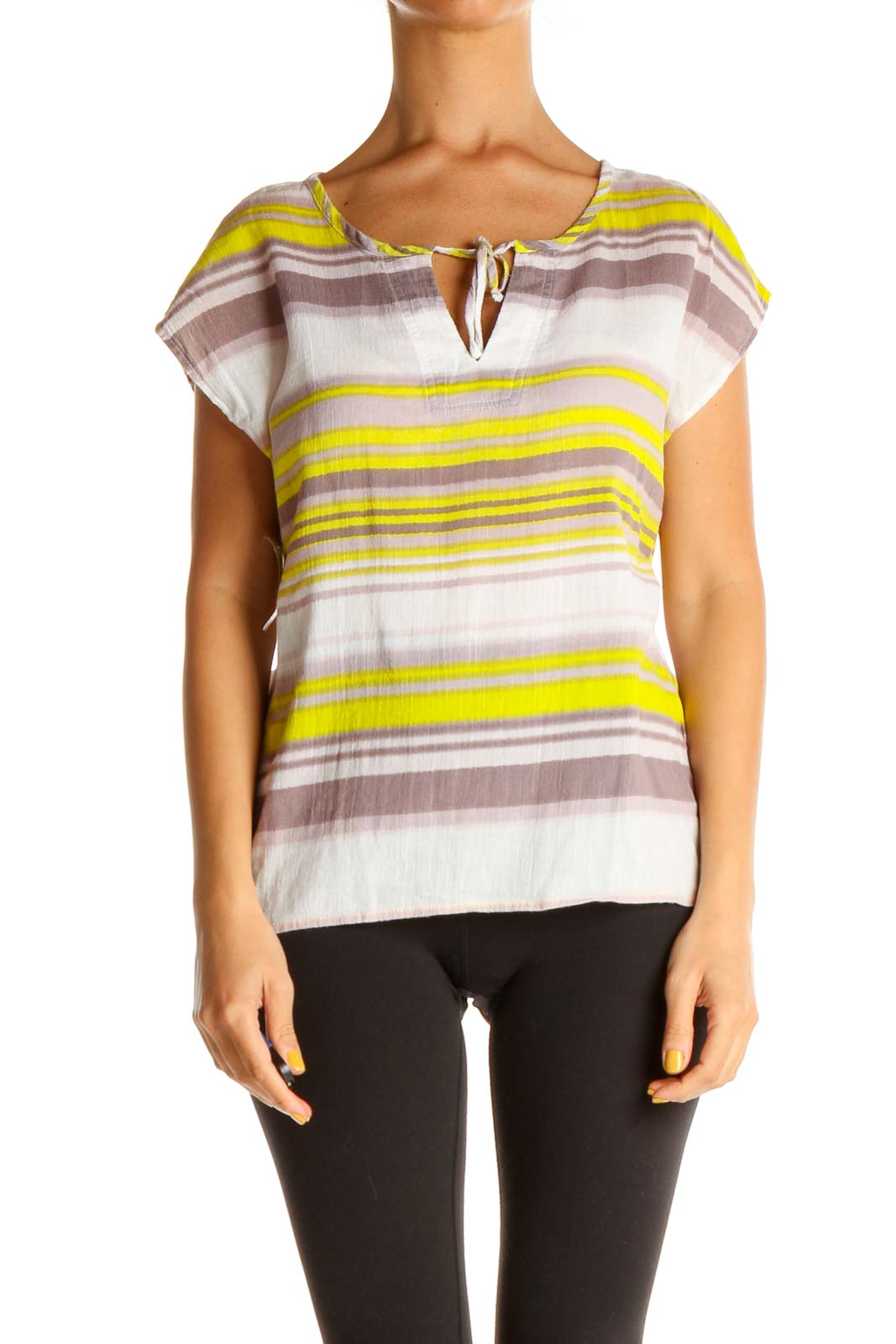 Yellow Striped Bohemian T-Shirt Front