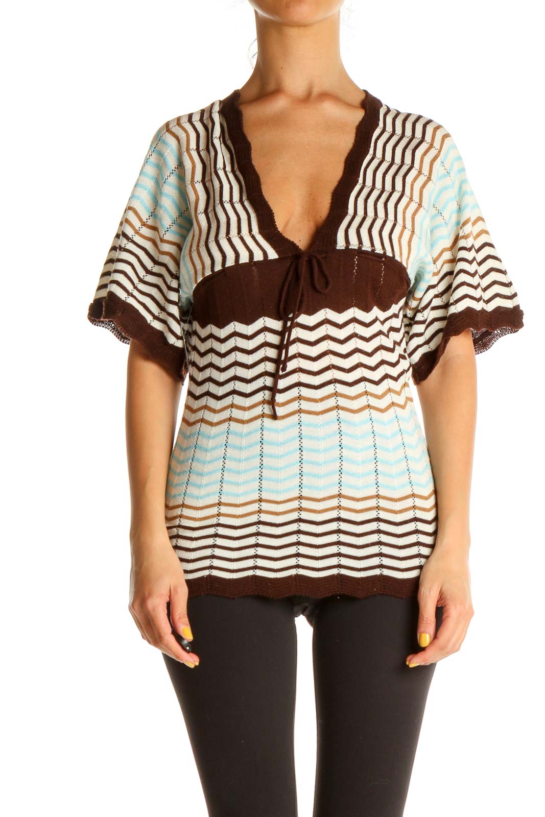 Brown Chevron All Day Wear Blouse Front
