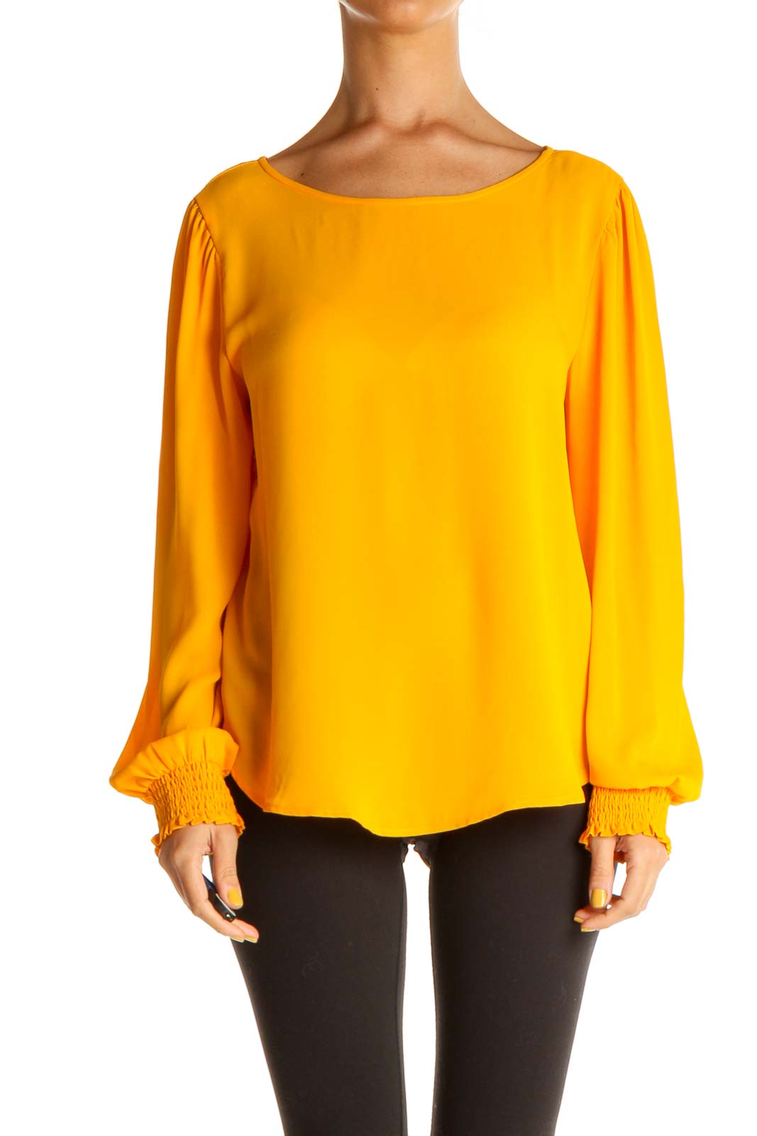 Yellow Solid All Day Wear Blouse Front