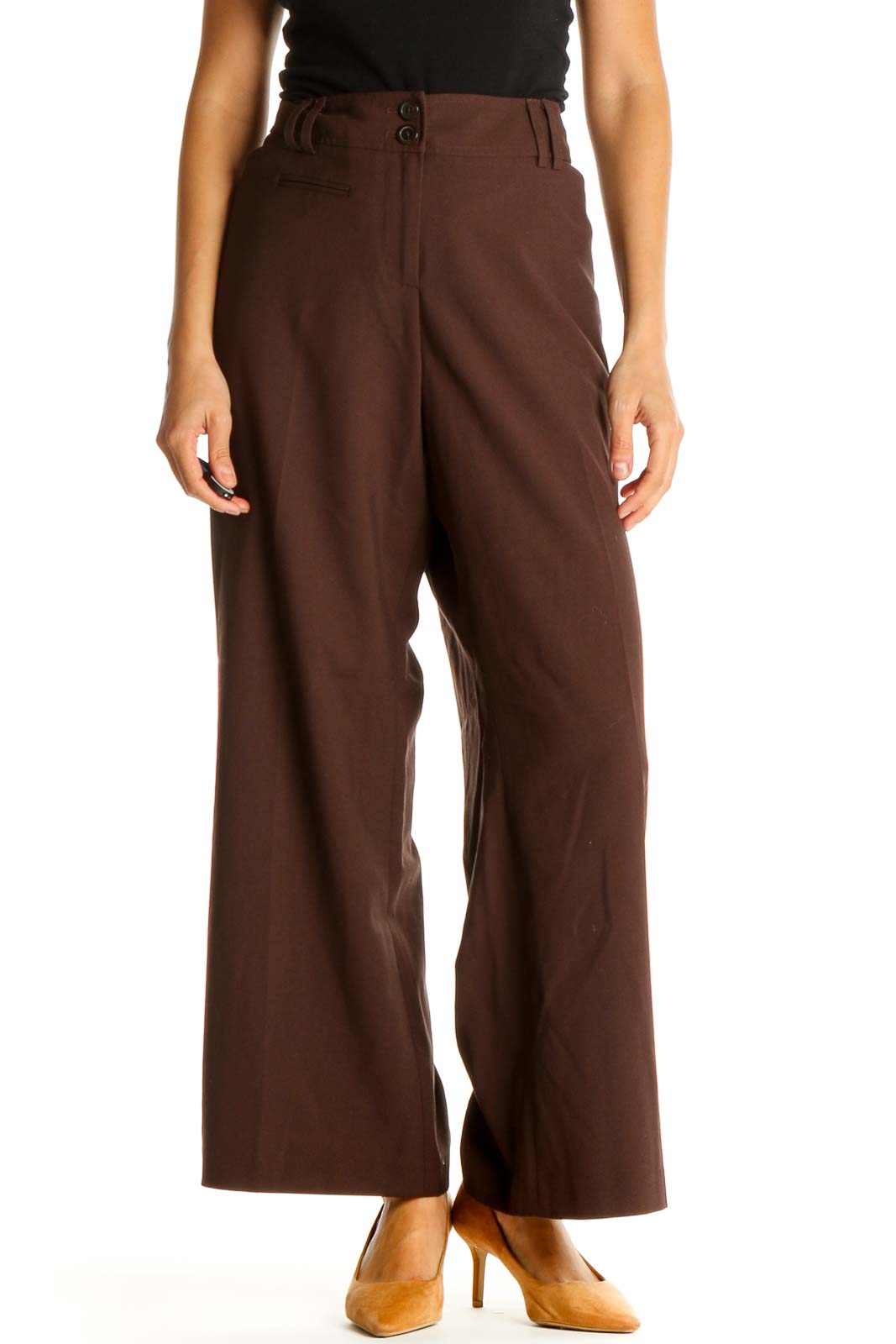Brown All Day Wear Trousers Front