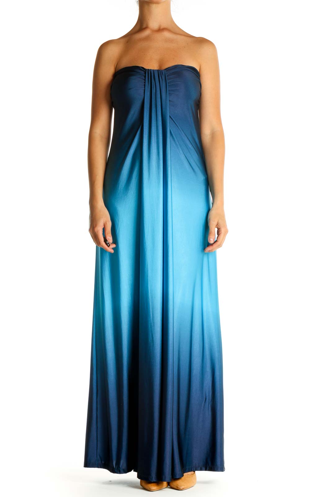 Blue Tie And Dye Classic Column Dress Front