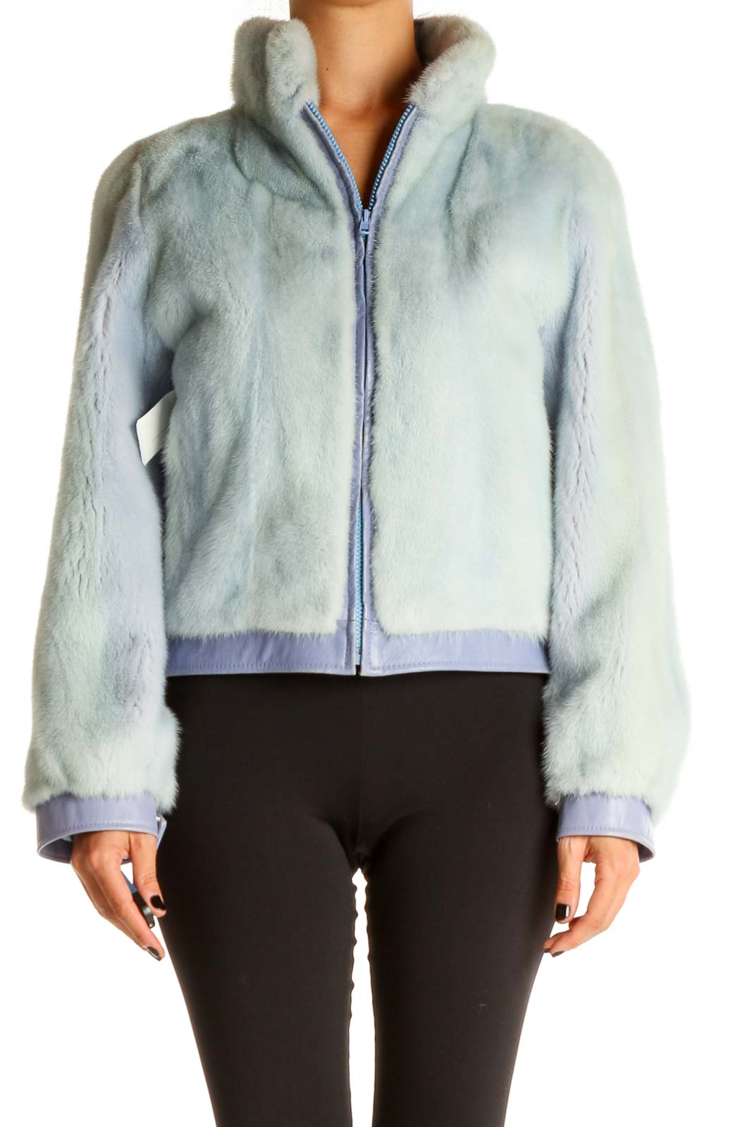 Blue Fur Jacket Front