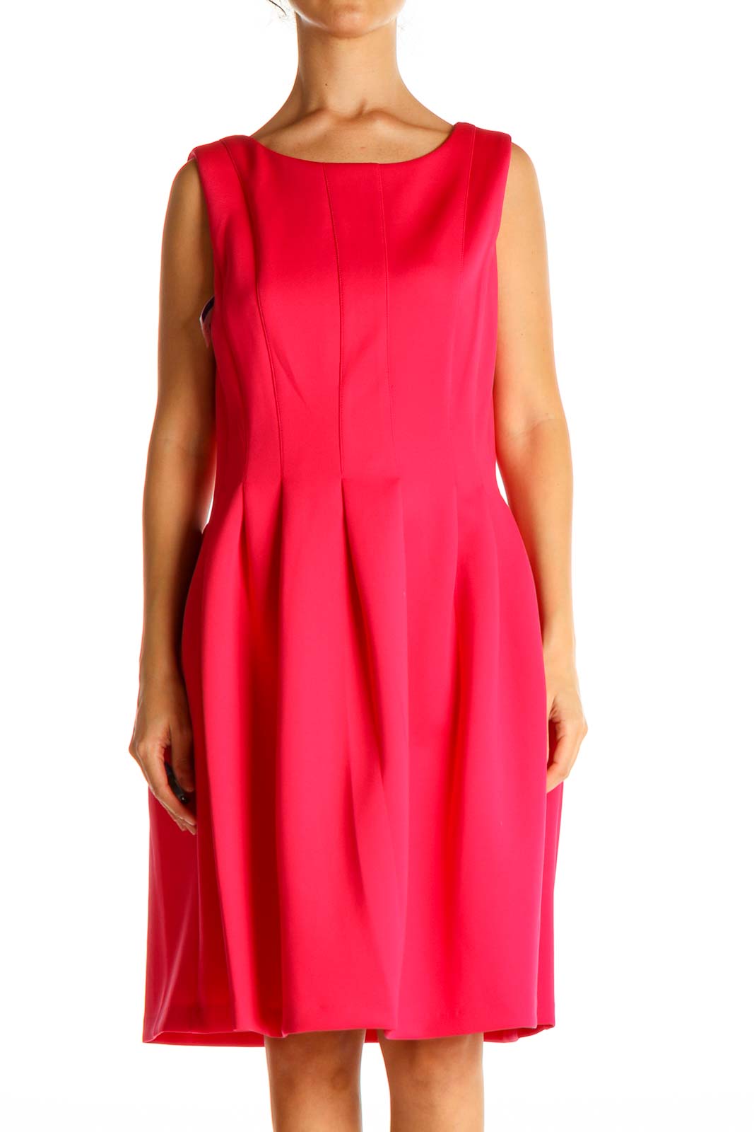 Calvin Klein - Pink Solid Classic Sheath Dress Polyester Spandex | SilkRoll
